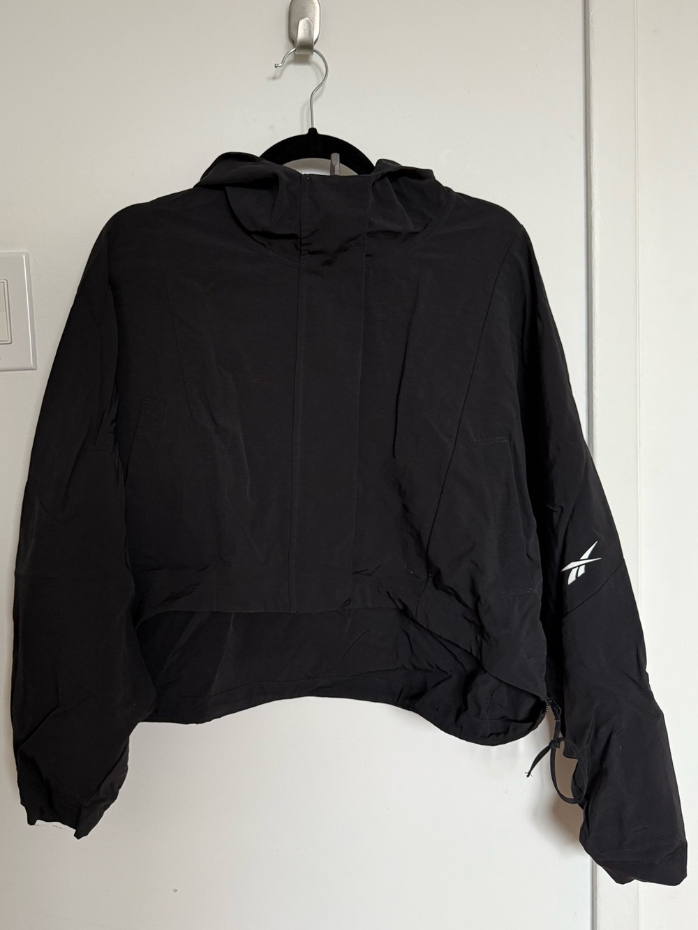 Reebok Black Cropped Hooded Windbreaker Jacket